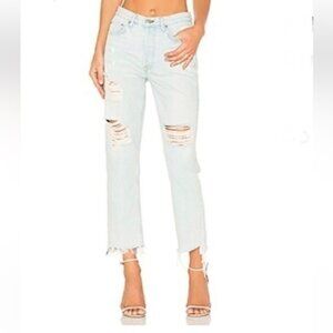 Abercrombie Highrise Light Wash Distressed Denim